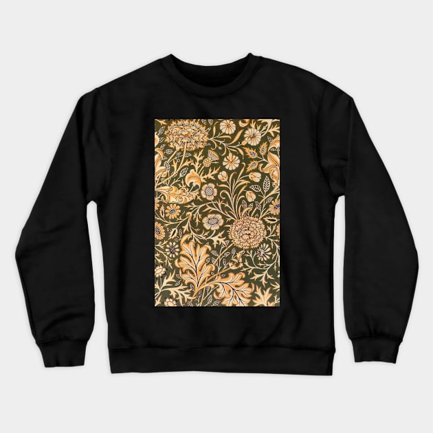 Antique Yellow Floral Vintage Wallpaper Pattern Crewneck Sweatshirt by softbluehum